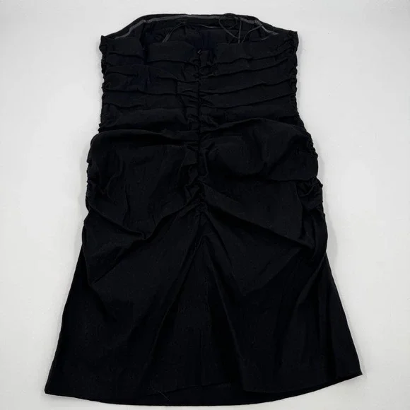 Anthropologie Black Strapless Dress Ruched Bodycon Mini Dress Size L - Picture 8 of 16